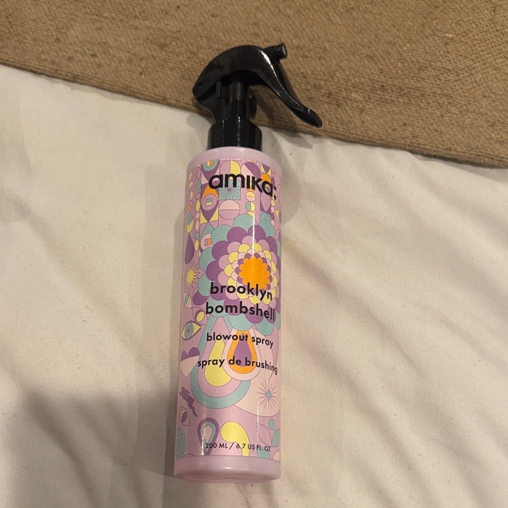 amika Brooklyn Bombshell Blowout Spray - Pink Purple Yellow Mint Blue